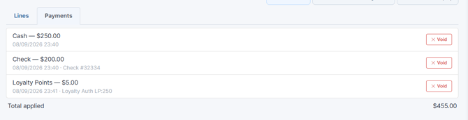 3 payments applied