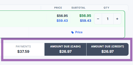 Amount Due dual pricing