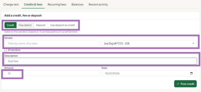 Credits & fees