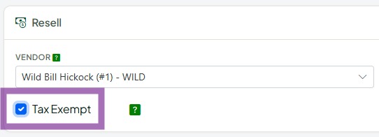 Inventory item tax exempt checkbox