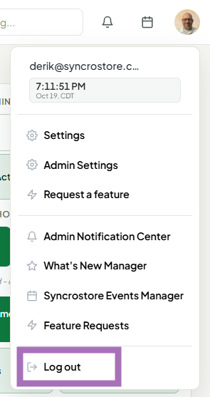 Logout button