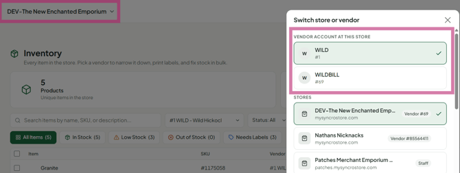 New Inventory select vendor