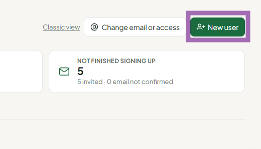 New user button