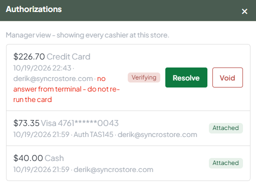 POS2 Authorizations Resolve