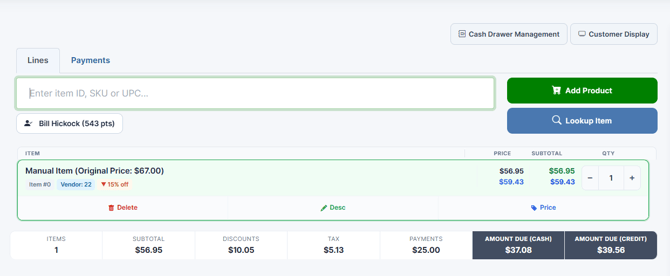 POS2 partial payment applied