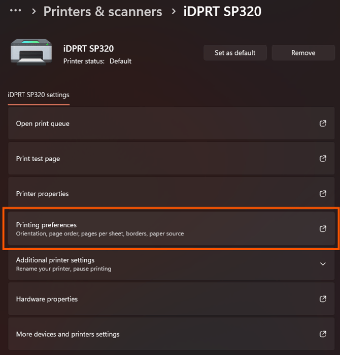 Printing Preferences