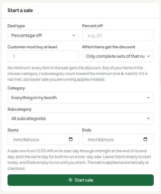 Promotions page