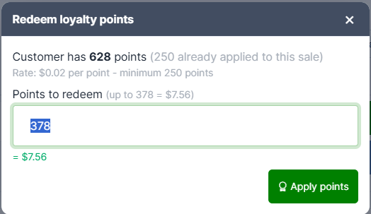 Redeeming Loyalty Points