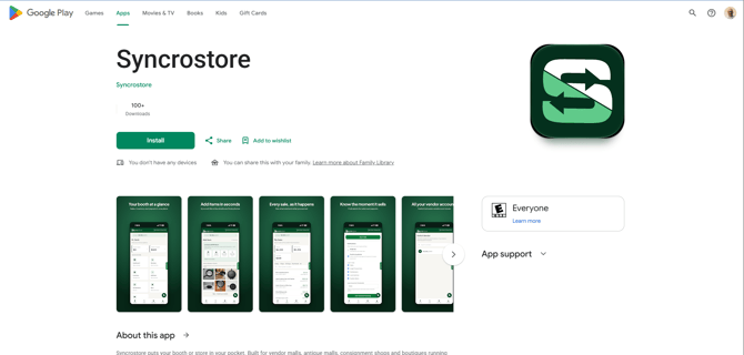 Syncrostore Play Store listing
