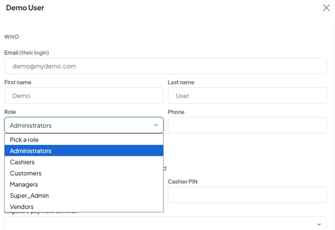 User roles