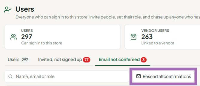 Users resend all confirmations