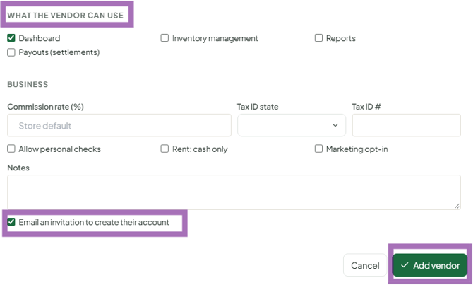 What vendor can use email invitation