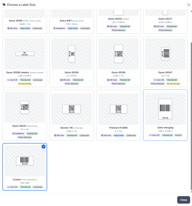 label picker