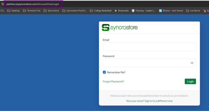 login page with url