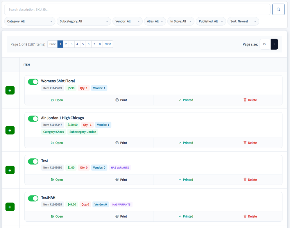 Update Inventory Interface Example Syncrostore Inventory Page Update – New Layout, Filters & Barcode Printing