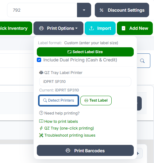 print options
